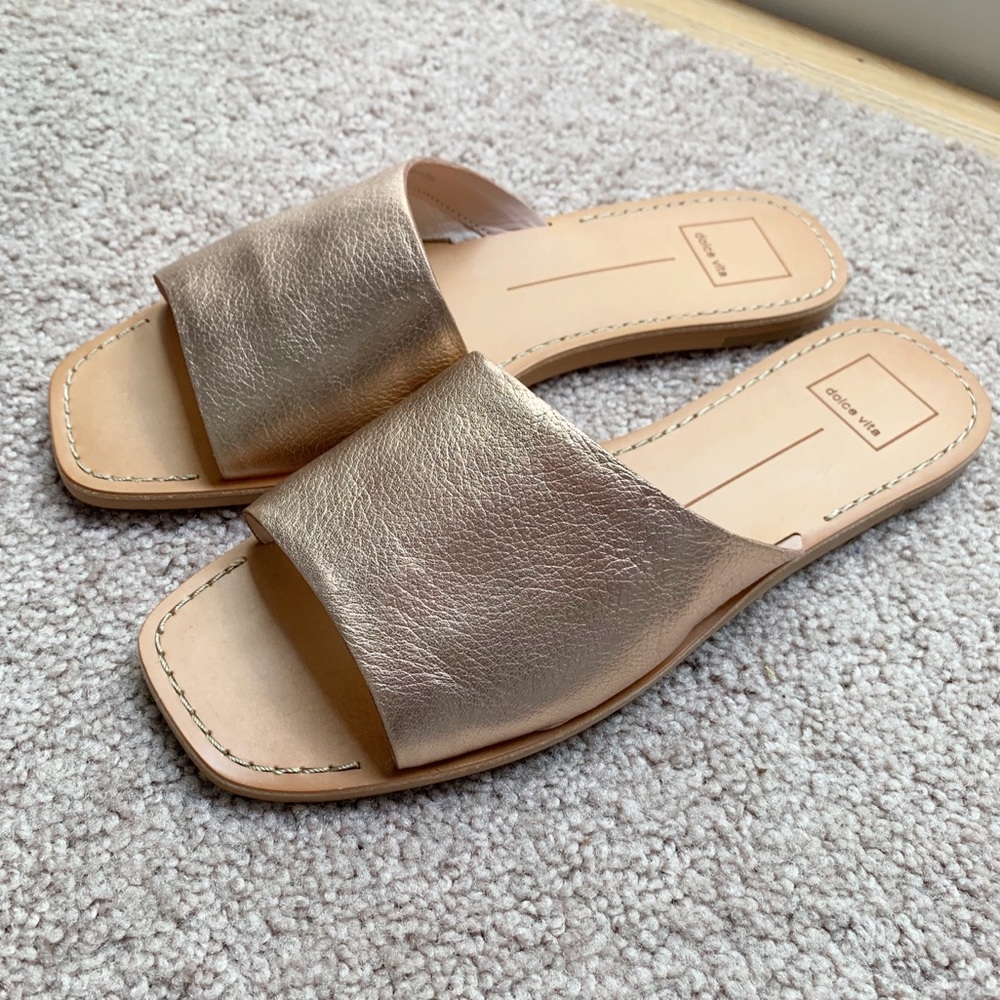 Dolce Vita Cato Rose Gold Asymmetrical Slides 9.5